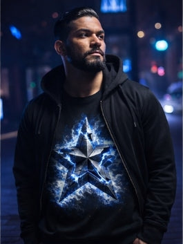Electric Energy Star Shirt | Blue Lightning Graphic Tee | Bold Streetwear T-Shirt | Unisex Graphic Tee